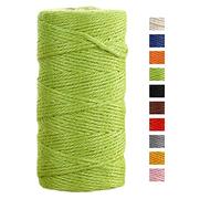 JeogYong Jute Twine String 2mm x 100m Natural Coloured Jute String 3-ply Garden Twine Kitchen Cord Thick Jute Rope for Decoration Floristry, DIY Arts & Crafts, Bundling, Wrapping Gifts (Fruit green)