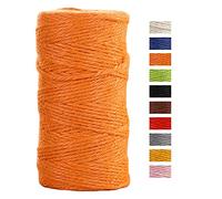JeogYong Jute Twine String 2mm x 100m Natural Coloured Jute String 3-ply Garden Twine Kitchen Cord Thick Jute Rope for Decoration Floristry, DIY Arts & Crafts, Bundling, Wrapping Gifts (Orange)