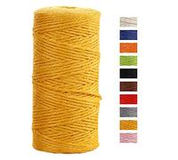JeogYong Jute Twine String 2mm x 100m Natural Coloured Jute String 3-ply Garden Twine Kitchen Cord Thick Jute Rope for Decoration Floristry, DIY Arts & Crafts, Bundling, Wrapping Gifts (Golden)