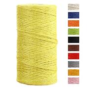 JeogYong Jute Twine String 2mm x 100m Natural Coloured Jute String 3-ply Garden Twine Kitchen Cord Thick Rope for Decoration Floristry, DIY Arts & Crafts, Bundling, Wrapping (Yellow)