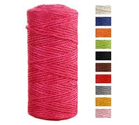 JeogYong Jute Twine String 2mm x 100m Natural Coloured Jute String 3-ply Garden Twine Kitchen Cord Thick Jute Rope for Decoration Floristry, DIY Arts & Crafts, Bundling, Wrapping Gifts (Rose red)