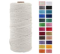 JeogYong Macrame Cord Thick Natural Cotton Cord Yarn Macrame Rope for Wall Hangings, Plant Hangers, DIY Crafts, Home Decorations, Gift Wrapping 3mm x 100m (Natural)