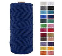 JeogYong Macrame Rope, Thick Natural Cotton Yarn, 4 Ply Macrame Rope for Wall Hangers, Hangers, DIY, Home Decorations, Gift Wrapping 3mm x 109 Yards (Dark Blue)