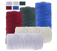 JeogYong Pack of 5 Macrame Cord Set, Thick Natural Cotton Cord Yarn 4 Strands Macrame Rope for Wall Hangings, Plant Hangers, DIY Crafts, Home Decorations, Gift Wrapping 3mm x 109 Yards (5 Color A)