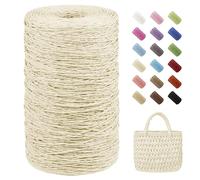 JeogYong Raffia Yarn for Crochet, 2mm x 765 Yards Paper Yarn 2-Strand Twisted Raffia String Paper Ribbon for Crocheting Beach Bags, Sun Hats, Home Decor, DIY Crafts (Cream White)