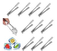 JEOPKO 10 Pcs Ice Tongs, 6 Inch, Stainless Steel Mini Sweet Food Small Buffet Serving Kitchen Plastic Tong for Coffee Sweets Bread Cake, LYUK6CBXGJJZZMH