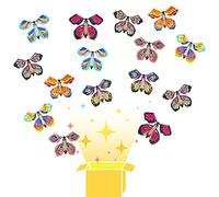 JEOPKO 15 Pieces Magic Flying Butterfly, Clockwork Butterfly Card, Flying Butterfly, Rubber Band Butterfly, Butterfly Flying Toy, Performance Props, Children Surprise Gifts (Random Color).