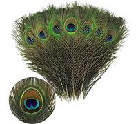 JEOPKO 15Pcs Peacock Feathers, Natural Large Feathers Long, Peacock Tail Feather for Wedding, Christmas Party Decoration, Vase Decoration Feathers, Peacock Costume, DIY Art & Craft.