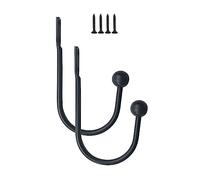 JEOPKO 2 Pieces Metal Curtain Holdback, Decorative Curtain Drapery Holdbacks, Curtains U-Shaped Hook Wall Mouted, Decorative Curtain Drapery Holdbacks with Screws (BLACK)