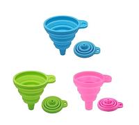 JEOPKO 3 Pcs Collapsible Funnel, Silicone Travel Funnels for Filling Bottles Containers Kitchen, Garage & Labs, Bottle Filing Essential Oil, Arts, Crafts, Sand(Pink, Green, Blue)