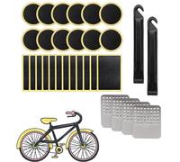 JEOPKO 30Pcs Puncture Repair Kits Bikes,Tire Glueless Self-Adhesive Patches Puncture Repair Kit Bicycle with Metal, Bike Puncture Repair Kit with Portable ideal Mountain Bike Road Bike Inner Tube
