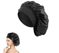 JEOPKO Silk Hair Wrap Sleeping,Silk Bonnet Hair Bonnet Sleeping, 1pcs Night Sleep Cap Silk Bonnet Girls, Hair Care Sleeping Head Cover Elastic Hat Hair Bonnet Black Hair Curly Hair.