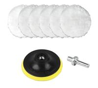 JEOPKO8 Pcs Car Polishing Pad Car Polishing Pads for Drill Professional Wool Polishing Pads Wool Polishing Buffing Pads Set with a Screw for Furniture Car and Cleaning Polishing (Yellow Black)