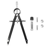 JeoPoom Geometry Compass, Metal Compass, Precision Compass, Drawing Compass, Includes Lock Wheel and Extra Lead Refills, for Technical Drawing Accessories, Makes 24cm Circle(Black)