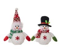 Jeorywoet 2Pcs Snowman Figurines 8/10 Inch Lighted Plush Snowman with Hat Scarf Battery Operated Christmas Table Decor for Party