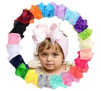 Jeorywoet Baby Headband Bows 20Pcs Soft Stretchy Baby Girl Headbands 6.3'' Newborn Baby Headbands Head Wrap Hair Bands with Bows Hair Accessories for Infant Toddler Kids, Baby Girl Headbands