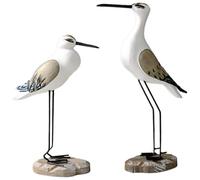 Jeorywoet Bird Figurines Home Decor, Seagull Decor, 2PCS Wooden Birds Statue with Stable Base, Bird Figurines Home for Bookcase, Bedside Table, Entrance Hall, Wooden Birds