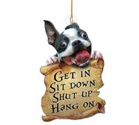 Jeorywoet Car Hanging Ornament, Cute Dog Two Sided Car Ornament, Decorative Get in Sit Down Shut Up Car Decor for Dog Lover Gifts, Car Mirror Car Interior Accessories
