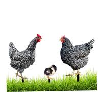 Jeorywoet Chicken Garden Ornaments, Decorative Garden Chicken Statue Yard Art Hen Stake Ornaments Chicken Garden Animal Figurine Decoration for Outdoor 3Pcs, Chicken Statue
