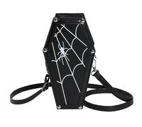 Jeorywoet Coffin Purse, Halloween Purse Coffin Waterproof PU Leather Gothic Spider Web Pattern Bag Goth Crossbody Bag with Adjustable Shoulder Strap for Halloween