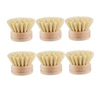 Jeorywoet Dish Brush, 6Pcs Dish Brush Replacement Head, 2x2 Sisal Dish Scrub Brush Replacement Head, Wooden Round Dish Cleaning Brush Replacement Head for Pot, Pan, Dish