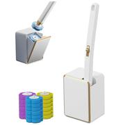 Jeorywoet Disposable Toilet Brush with 18 Refills, 3 Scents, Wall Hanging Holder, Toilet Bowl Cleaner Wands & Scrubber Refill Heads, Ceramic, Porcelain, Glass, Floor Cleaning