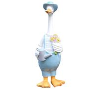 Jeorywoet Duck Ornament, Duck Statue 12.6in Resin Weatherproof Duck Figurine Cute Cartoon Duck Decor Dressed DIY Duck Ornament for Home Garden Yard, Mr. Duck, Duck Figurine