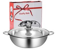 Jeorywoet Hotpot Pot with Divider 12.6 Inch Dia. Stainless Steel Divider Pot with Glass Lid Chinese Dual Sided Pot for Kitchen Induction Cooktop Gas Stove, Divider Pot