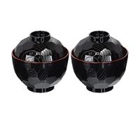 Jeorywoet Japanese Rice Bowls, Traditional Japanese Bowls Lightweight Rice Miso Soup Bowls with Lid Black and Red Color 2PCS, Soup Bowls