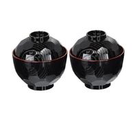 Jeorywoet Japanese Soup Bowls, Traditional Japanese Bowls Lightweight Rice Miso Soup Bowls with Lid Black and Red Color 2PCS, Soup Bowls