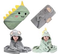 Jeorywoet Kids Bath Towels, 2Pcs 32x32'' Soft & Absorbent Dinosaur Toddler Towels with Hood, Green