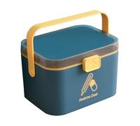 Jeorywoet Medication Lock Box, Medicine Box Dual Layer Finely Sealed Medicine Organizer Lockable Pill Container with Ergonomic Handle PP Medicine Storage for Home, Medicine Storage Box