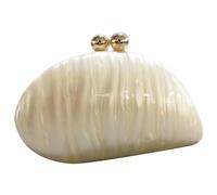 Jeorywoet Purse, Acrylic Purse for Women, Shoulder Crossbody Seashell Purse with Chain, 9.1x2.8x5.1 Glitter Marble Evening Bag for Wedding Party Prom, Seashell Purse, Milky White