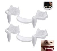 Jeorywoet Retractable Vampire Fangs 2 Pieces Telescopic Teeth Fangs Braces Fake Dentures with Halloween Party Fangs, Vampire Fangs
