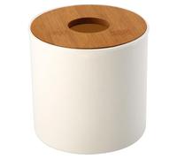 Jeorywoet Round Tissue Holder Toilet Paper Roll Cover with Removeable Bamboo Lid Waterproof Plastic Tissue Container for Bathroom Kitchen Bedroom Office Box Cover