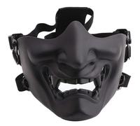 Jeorywoet Samurai Mask Half Face Airsoft Mask Soft Oni Mask With a Demonic Smile Protective Mask for Halloween, Masquerade Ball, Game and Outdoor Parties, Samurai Mask