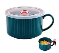 Jeorywoet Soup Bowl with Lid, Portable Microwave Soup Mug with Lid, Ceramic Soup Bowls with Handles, Portable Microwave Bowl for Soup Instant Noodle Cereal, Soup Bowls with Handles