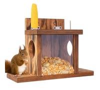 Jeorywoet Squirrel Feeders for Outside, Visible Wood Squirrel Feeder, Wall-Mounted Easy to Fill Squirrel House Box with Flip-Top Panel for Corn, Peanuts, Squirrel Feeders