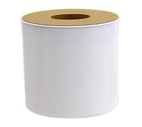 Jeorywoet Toilet Paper Roll Cover, Round Tissue Holder, Waterproof Toilet Paper Roll Cover with Removeable Bamboo Lid, Plastic Tissue Container for Bathroom, Kitchen, Bedroom, Office