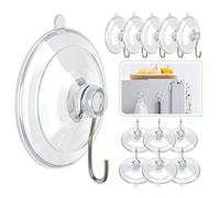 Jeowoqao Multi-Purpose Suction Cup Hooks, Clear, 1.77 Inches,12 PCS