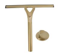 JEOZBM Squeegee for Shower Glass Door, Gold Stainless Steel Shower Squeegee with Hooks, Household Window Mirror Squeegee Wiper for Glass Door, Tile Wall