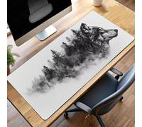 JEPGFOU Gaming Mouse Pad, 1400x600x3mm XXL Mouse Mat Black, Large Mousepad Wolf Extended Gaming Mats for, Non-Slip Rubber Base keyboard, Stitched Edges Office Accessories for Home Office PjY9695 7-1