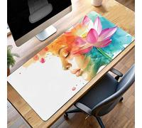 JEPGFOU Gaming Mouse Pad, 60 x 30cm XXL Mouse Mat Pink, Large Mousepad Flower Extended Gaming Mats for, Non-Slip Rubber Base keyboard, Stitched Edges Office Accessories for Home Office PjY10829 A-I