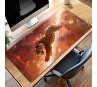 JEPGFOU Gaming Mouse Pad, 600x300x3mm XXL Mouse Mat Yellow, Large Mousepad Tiger Extended Gaming Mats for, Non-Slip Rubber Base keyboard, Stitched Edges Office Accessories for Office PjY1719 A-O