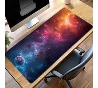 JEPGFOU Gaming Mouse Pad, 700x300x3mm XXL Mouse Mat Planet, Large Mousepad Yellow Extended Gaming Mats for, Non-Slip Rubber Base keyboard, Stitched Edges Office Accessories for Office PjY10537 B-O