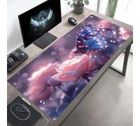 JEPGFOU Gaming Mouse Pad, Blue Butterfly Mouse Mat with Stitched Edges, Large Extended XXL Mousepad with Anti Slip Base, for Desk Keyboard Decoration, Gifts for Men 900x400x3 mm PjY4275 O-4