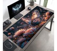 JEPGFOU Gaming Mouse Pad, Butterfly Black Mouse Mat with Stitched Edges, Large Extended XXL Mousepad with Anti Slip Base, for Desk Keyboard Decoration, Gifts for Men 1000x500x3 mm PjY3107 2-O