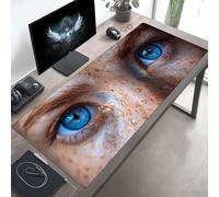 JEPGFOU Gaming Mouse Pad, Eye Blue Mouse Mat with Stitched Edges, Large Extended XXL Mousepad with Anti Slip Base, for Desk Keyboard Decoration, Gifts for Men Adults Kids 800x300x3mm PjY5643 9-V