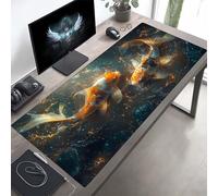 JEPGFOU Gaming Mouse Pad, Fish Black Mouse Mat with Stitched Edges, Large Extended XXL Mousepad with Anti Slip Base, for Desk Keyboard Decoration, Gifts for Men Adults Kids 90 x 40cm PjY2665 9-5
