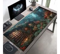 JEPGFOU Gaming Mouse Pad, Forest Black Mouse Mat with Stitched Edges, Large Extended XXL Mousepad with Anti Slip Base, for Desk Keyboard Decoration, Gifts for Men Adults Kids 90 x 40cm PjY3565 O-Z